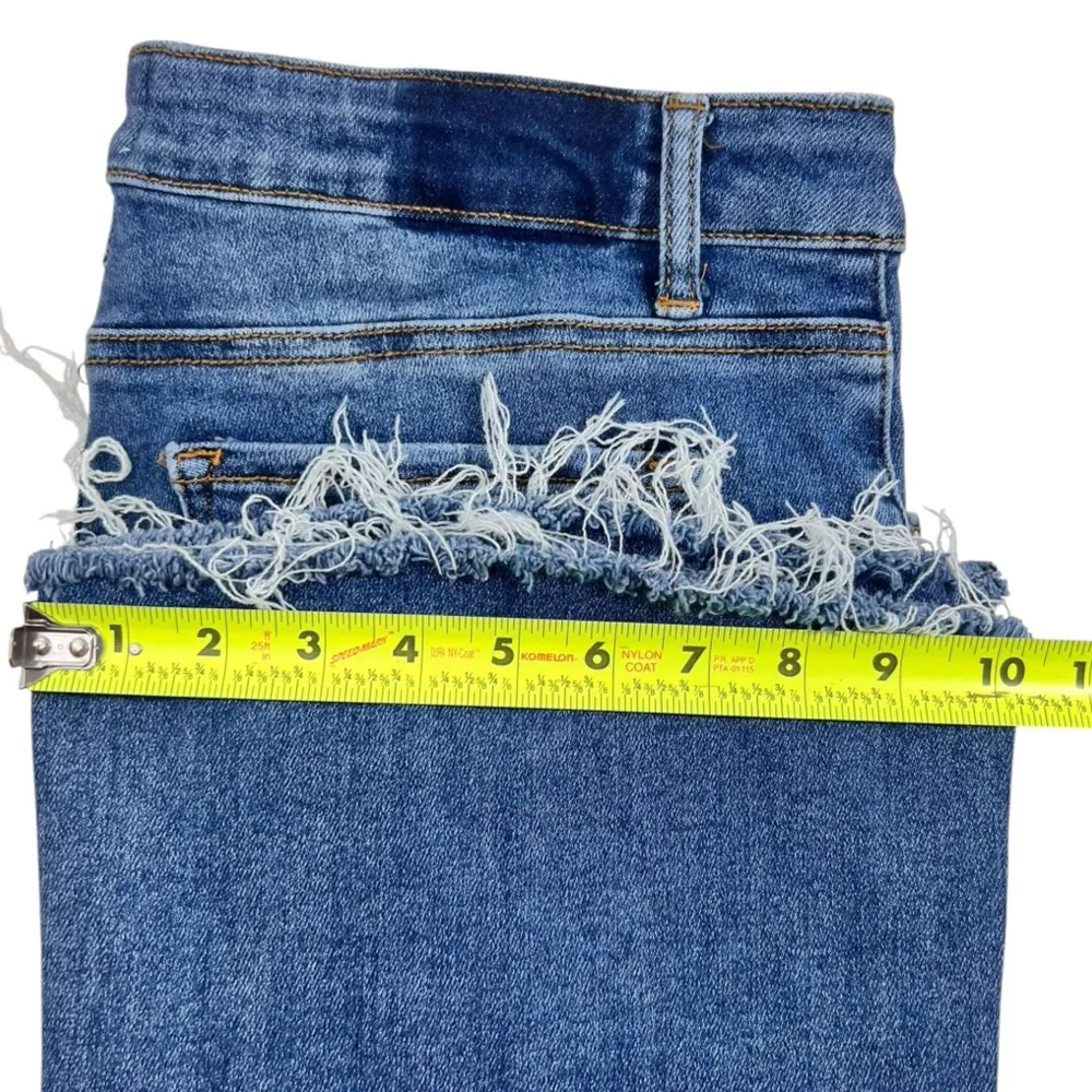 Risen High Rise Raw Hem Distressed Ankle Straight Jeans